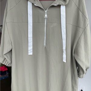 Zara Sage Green Hoodie dress with White Accents oversized